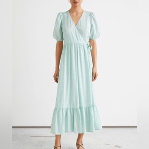 & Others Stories Puff Sleeve Maxi Wrap Dress